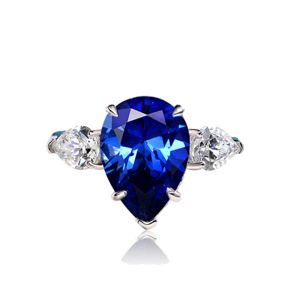 Pear Cut Gemstone Sterling Silver Ring