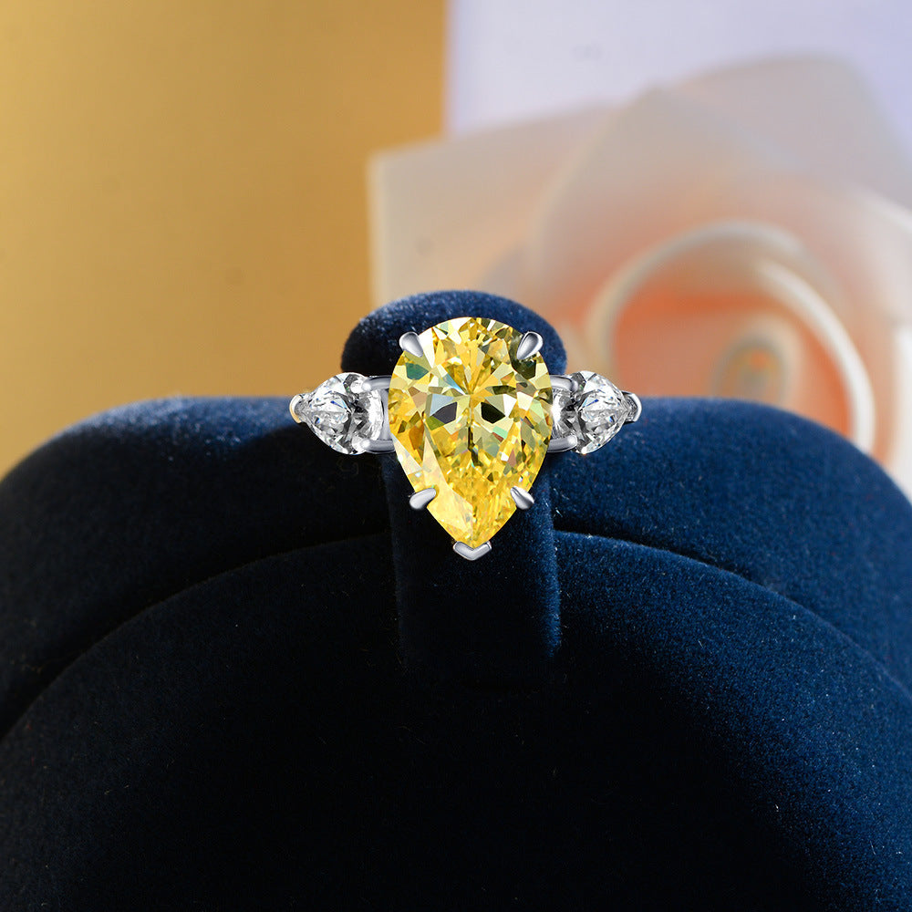 Pear Cut Gemstone Sterling Silver Ring