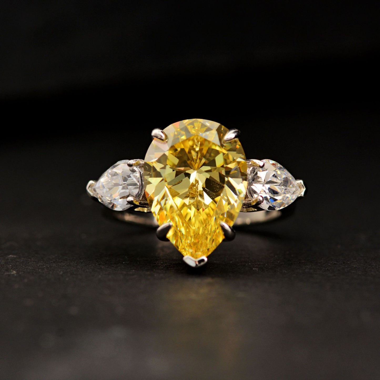 Pear Cut Gemstone Sterling Silver Ring
