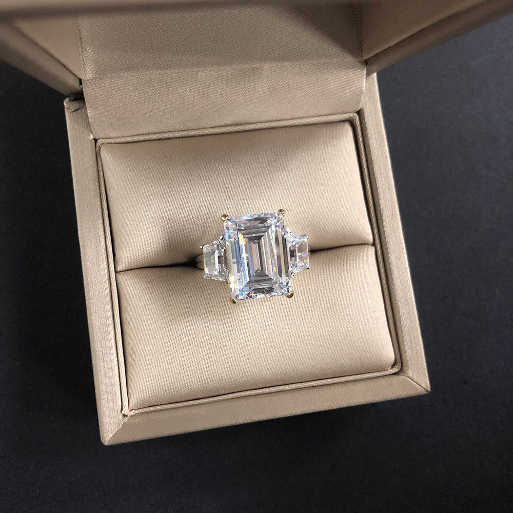 Emerald Cut Gemstone Sterling Silver Ring