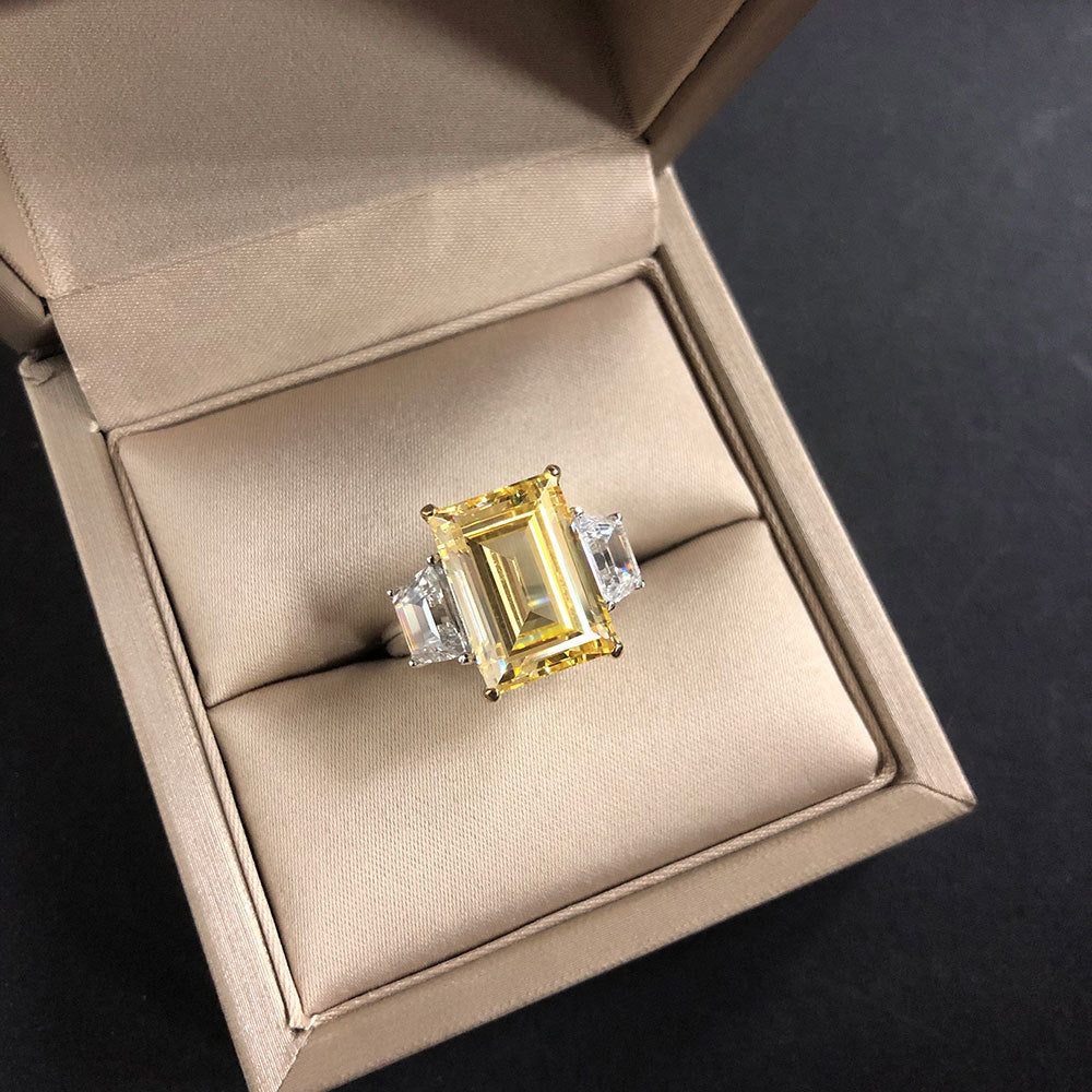 Emerald Cut Gemstone Sterling Silver Ring