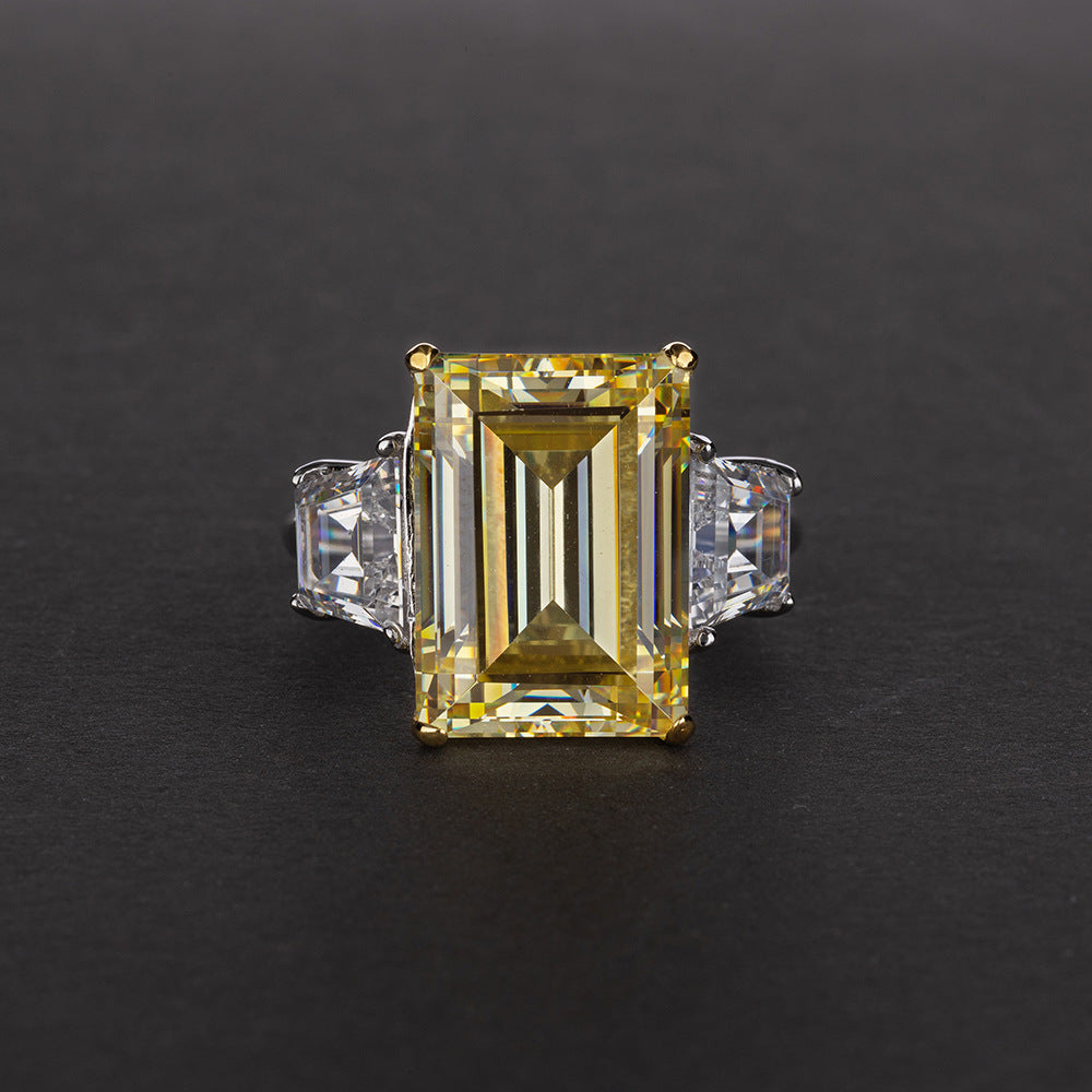 Emerald Cut Gemstone Sterling Silver Ring
