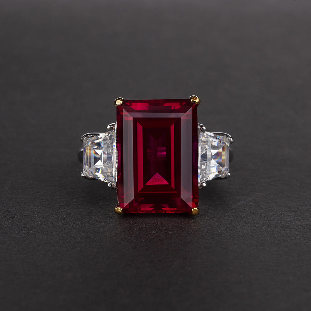 Emerald Cut Gemstone Sterling Silver Ring