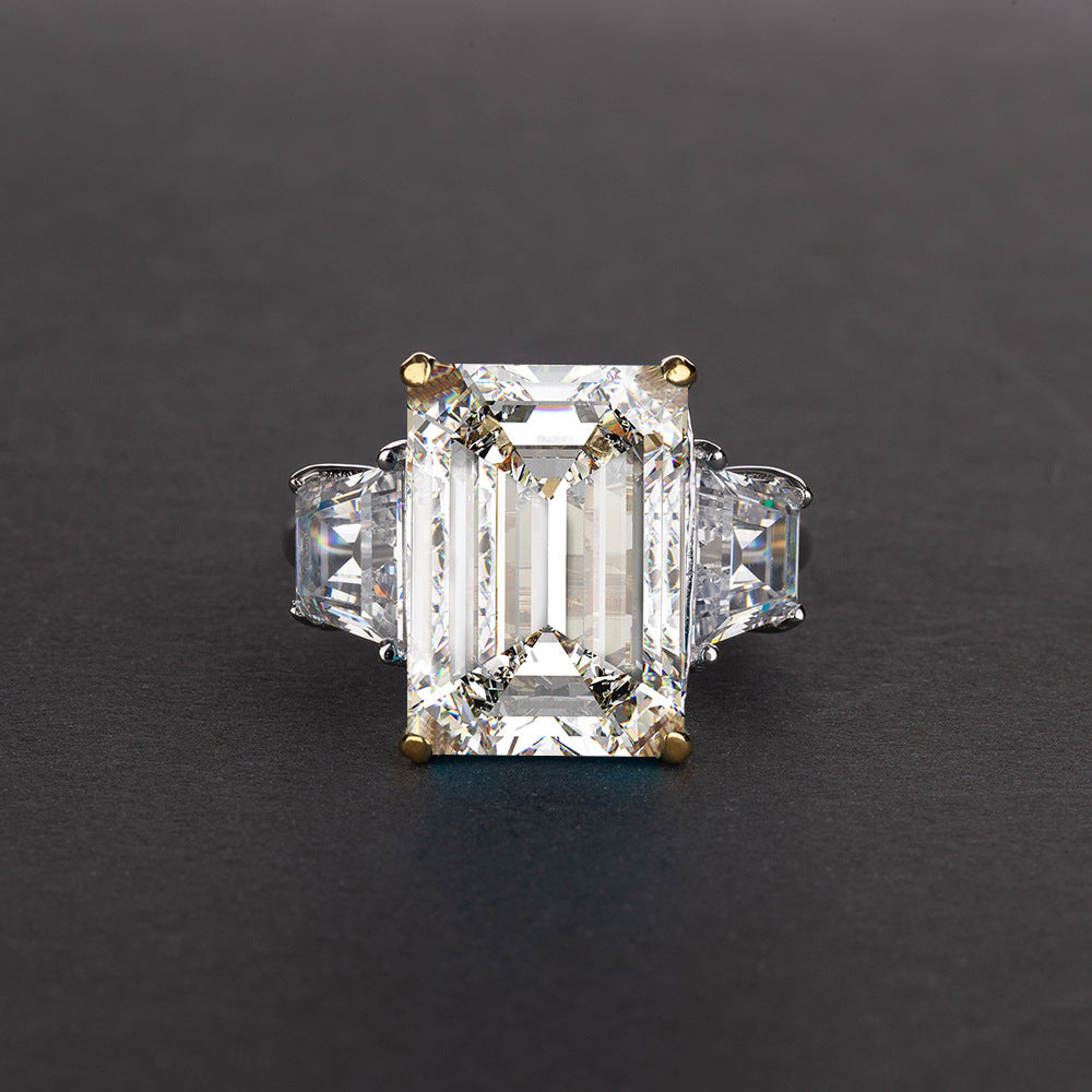 Emerald Cut Gemstone Sterling Silver Ring