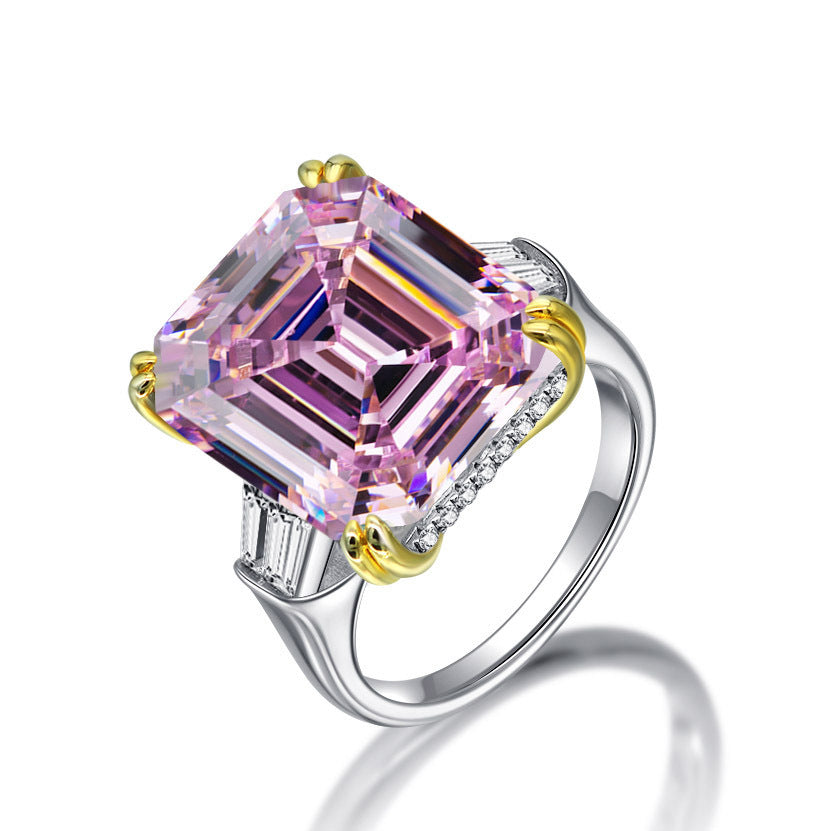 Asscher Cut Gemstone Sterling Silver Ring