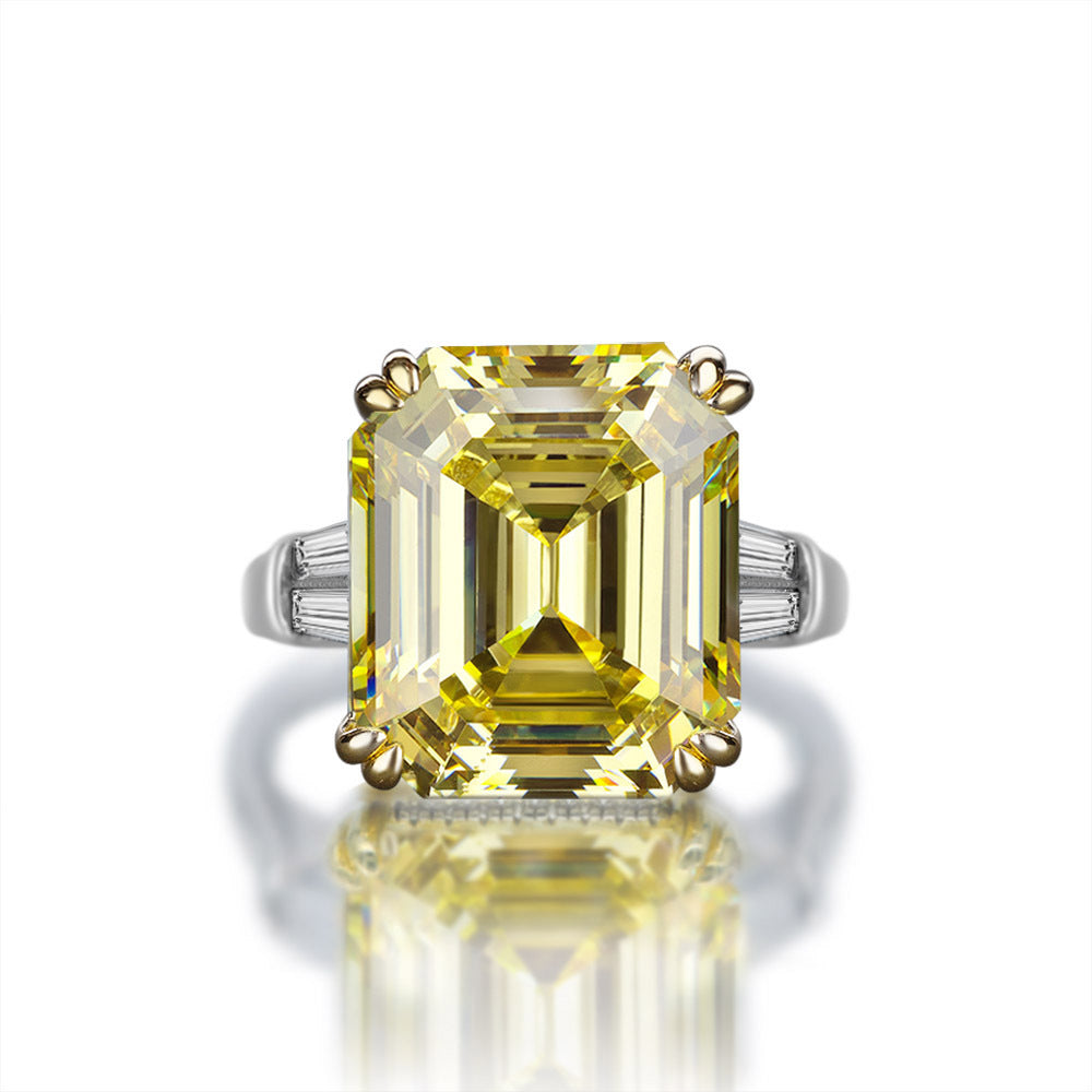 Asscher Cut Gemstone Sterling Silver Ring