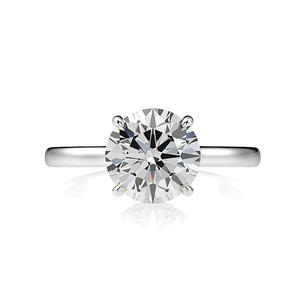 Classic Six Prong Round Stone Silver Ring