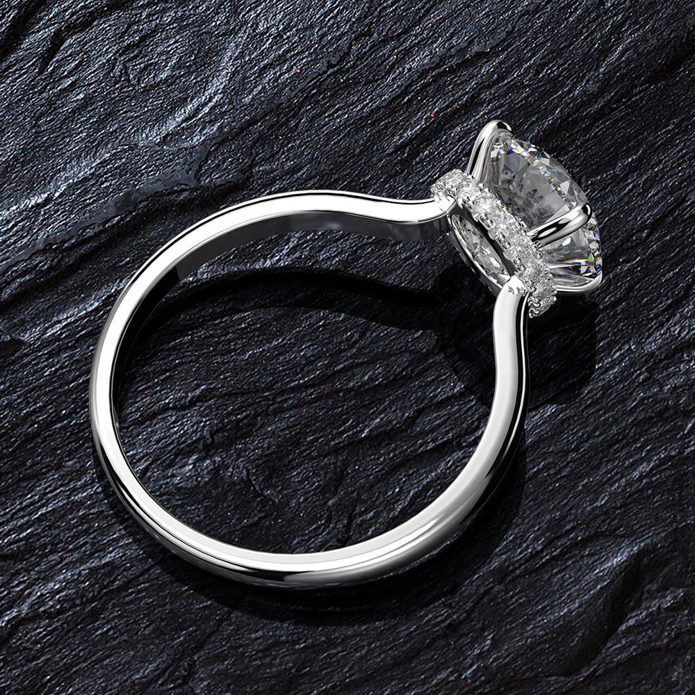Classic Six Prong Round Stone Silver Ring