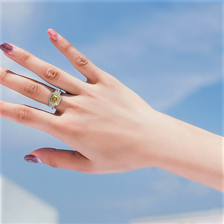 Cushion Cut Elegant Sterling Silver Ring