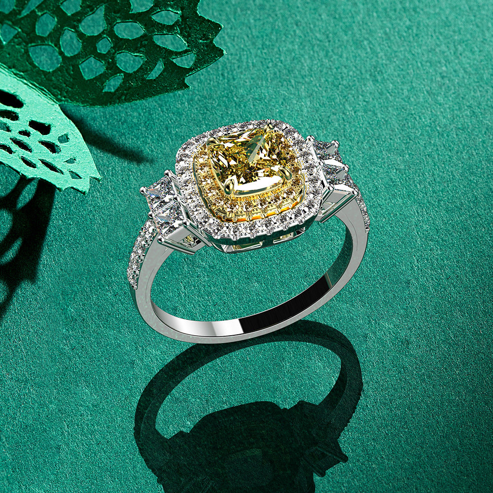 Cushion Cut Elegant Sterling Silver Ring
