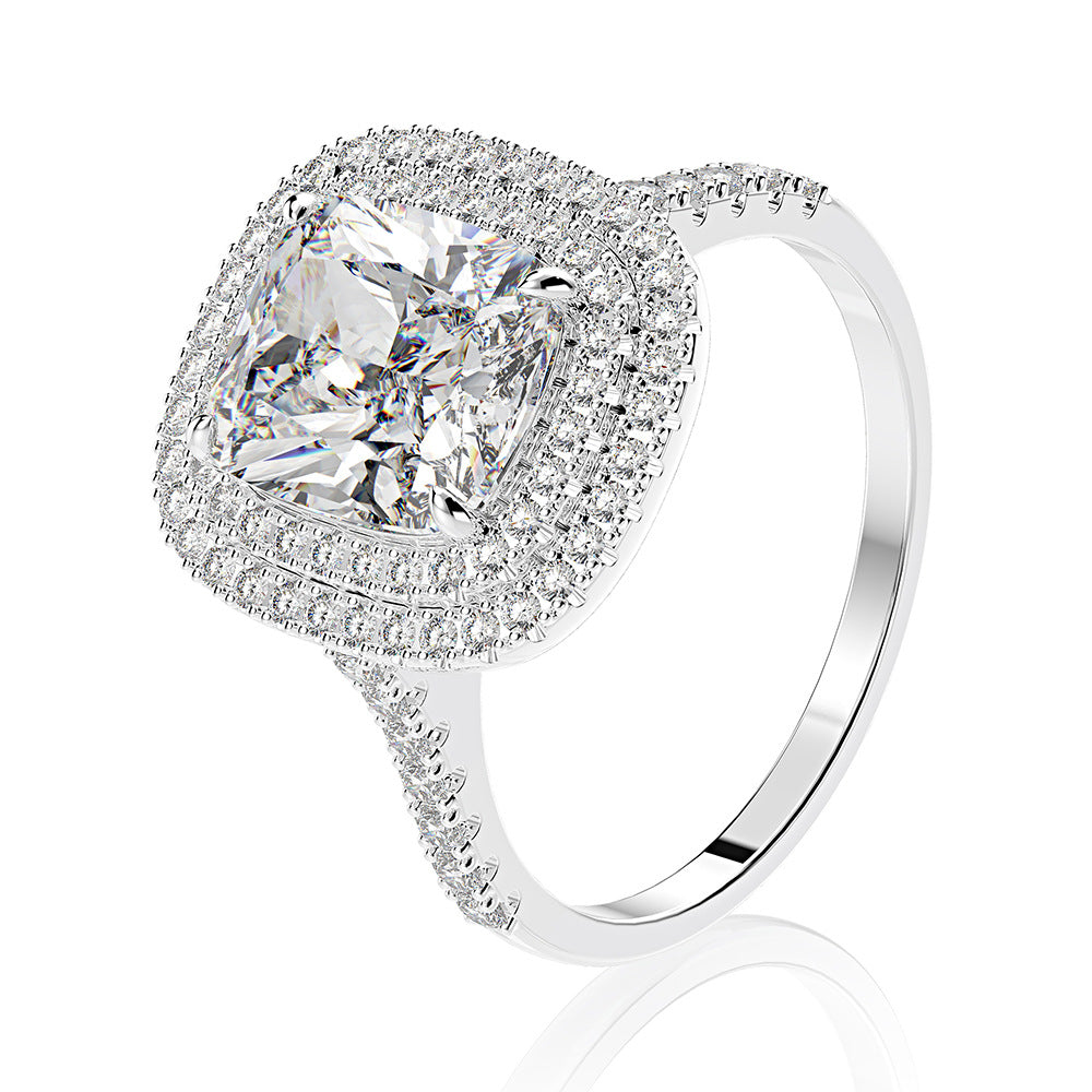 Cushion Cut Sterling Silver Enhancer Ring Set