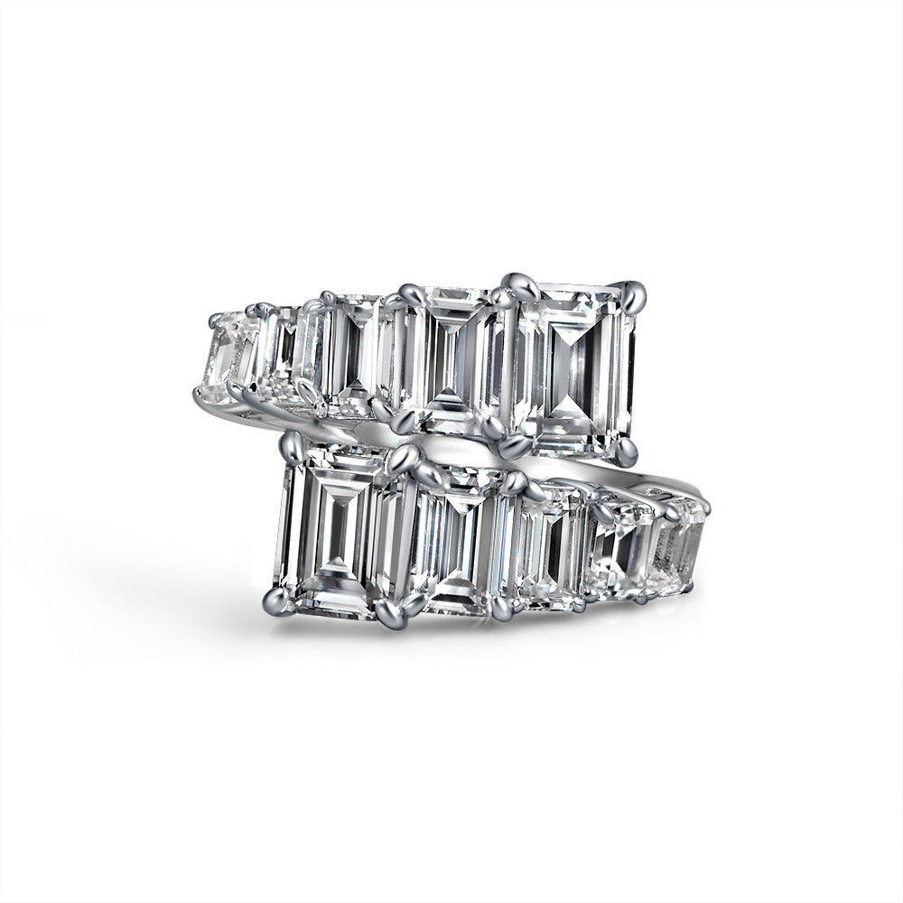 Eight Stones Adjustable Sterling Silver Ring