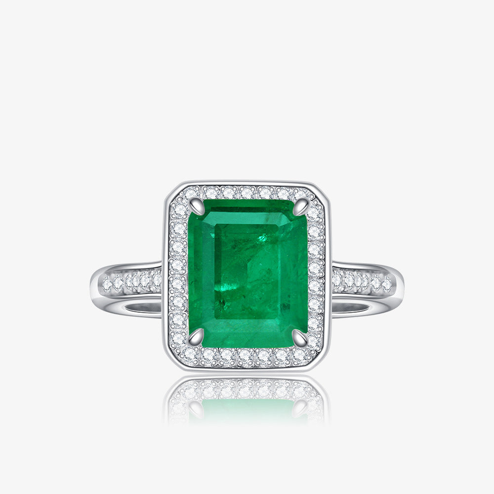 Emearld Inlaid Sterling Silver Enhancer Ring