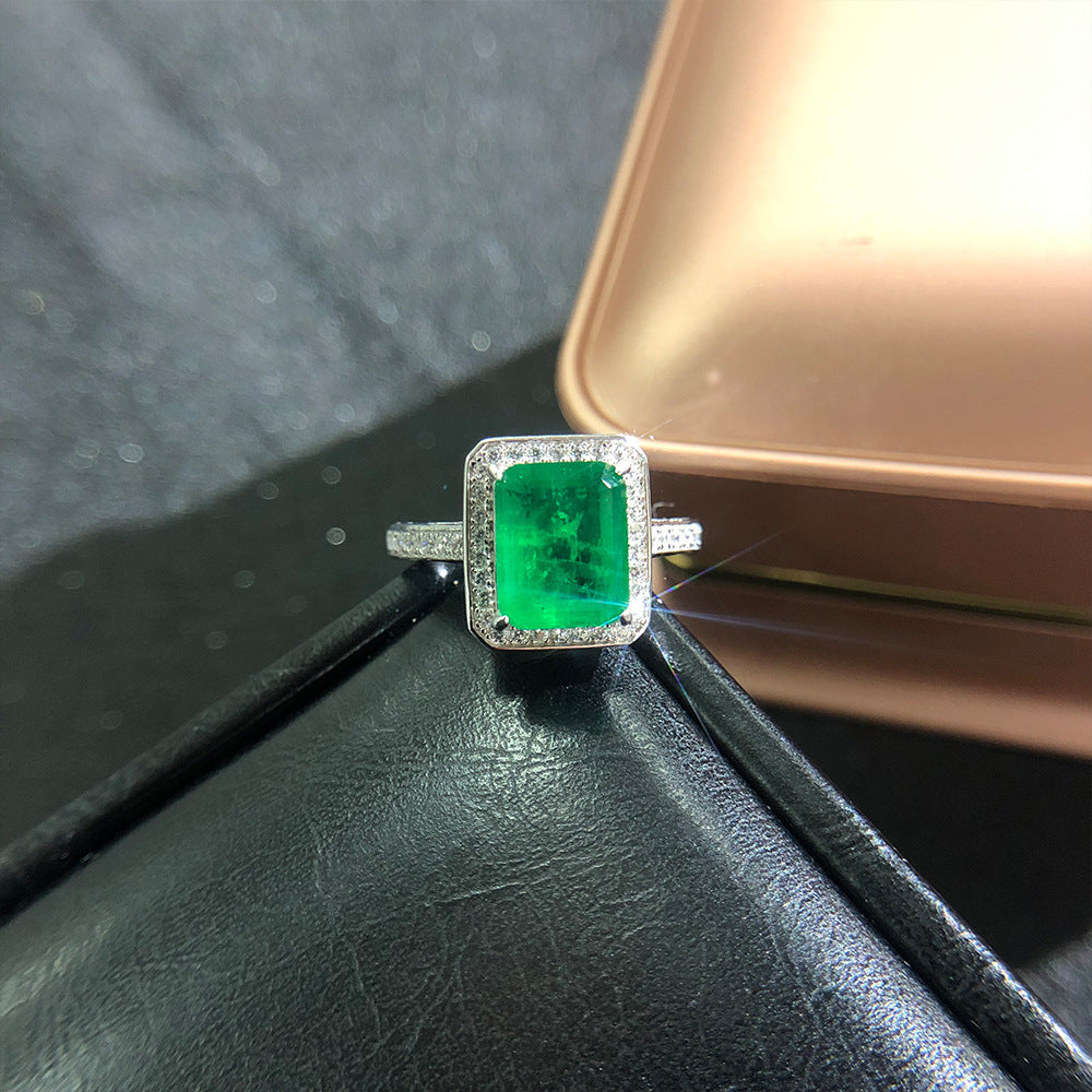 Emearld Inlaid Sterling Silver Enhancer Ring