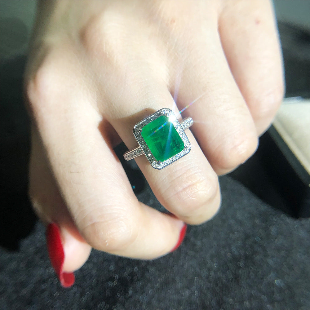 Emearld Inlaid Sterling Silver Enhancer Ring