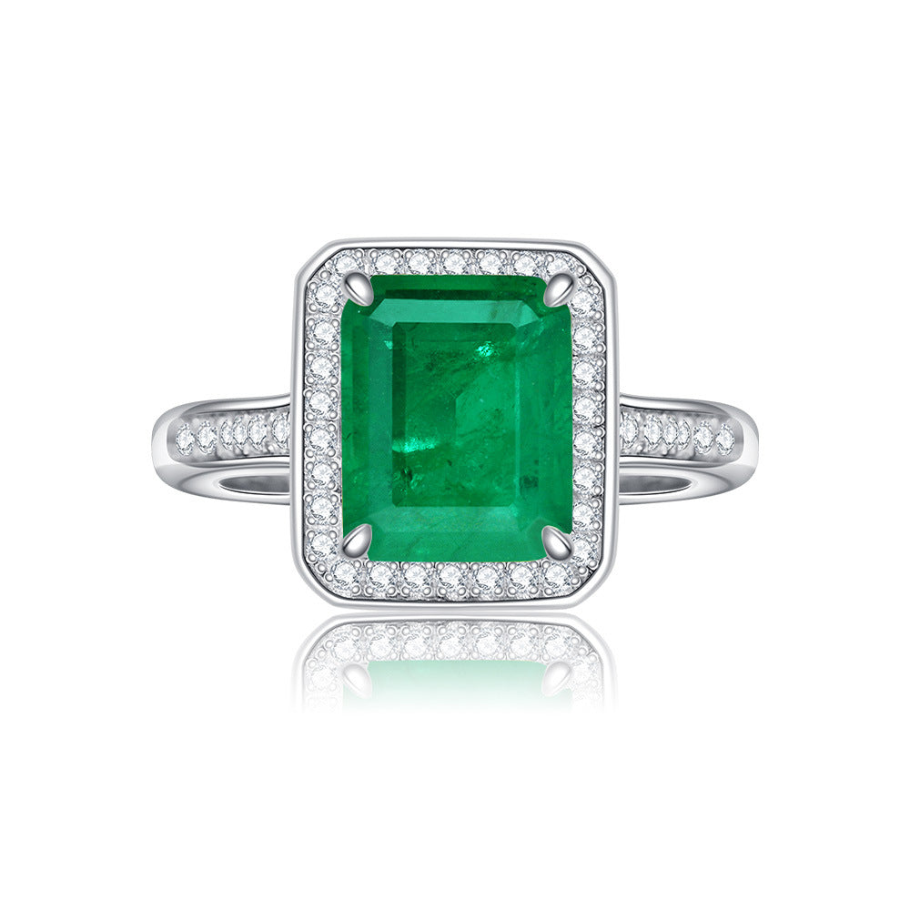 Emearld Inlaid Sterling Silver Enhancer Ring