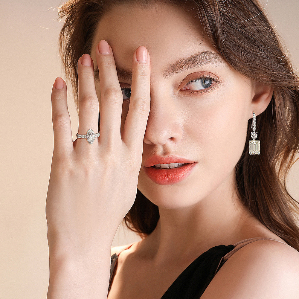Emerald Cut Gemstone Sterling Silver Earring