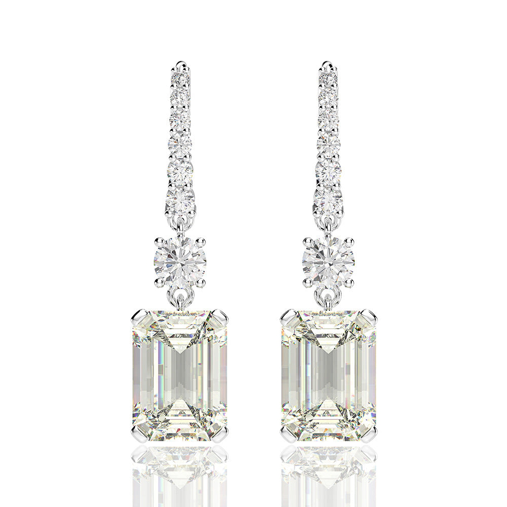 Emerald Cut Gemstone Sterling Silver Earring
