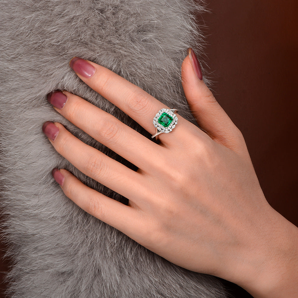 Emerald Inlaid Sterling Silver Enhancer Ring