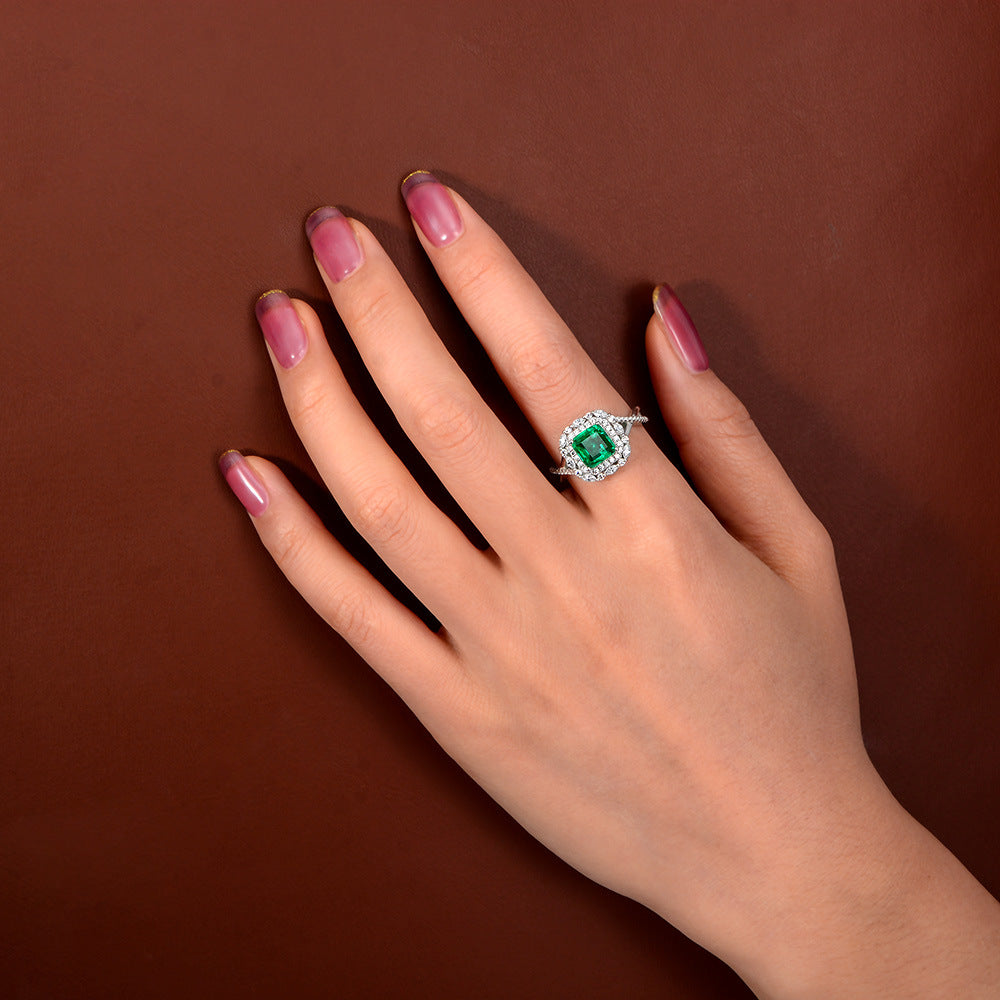 Emerald Inlaid Sterling Silver Enhancer Ring