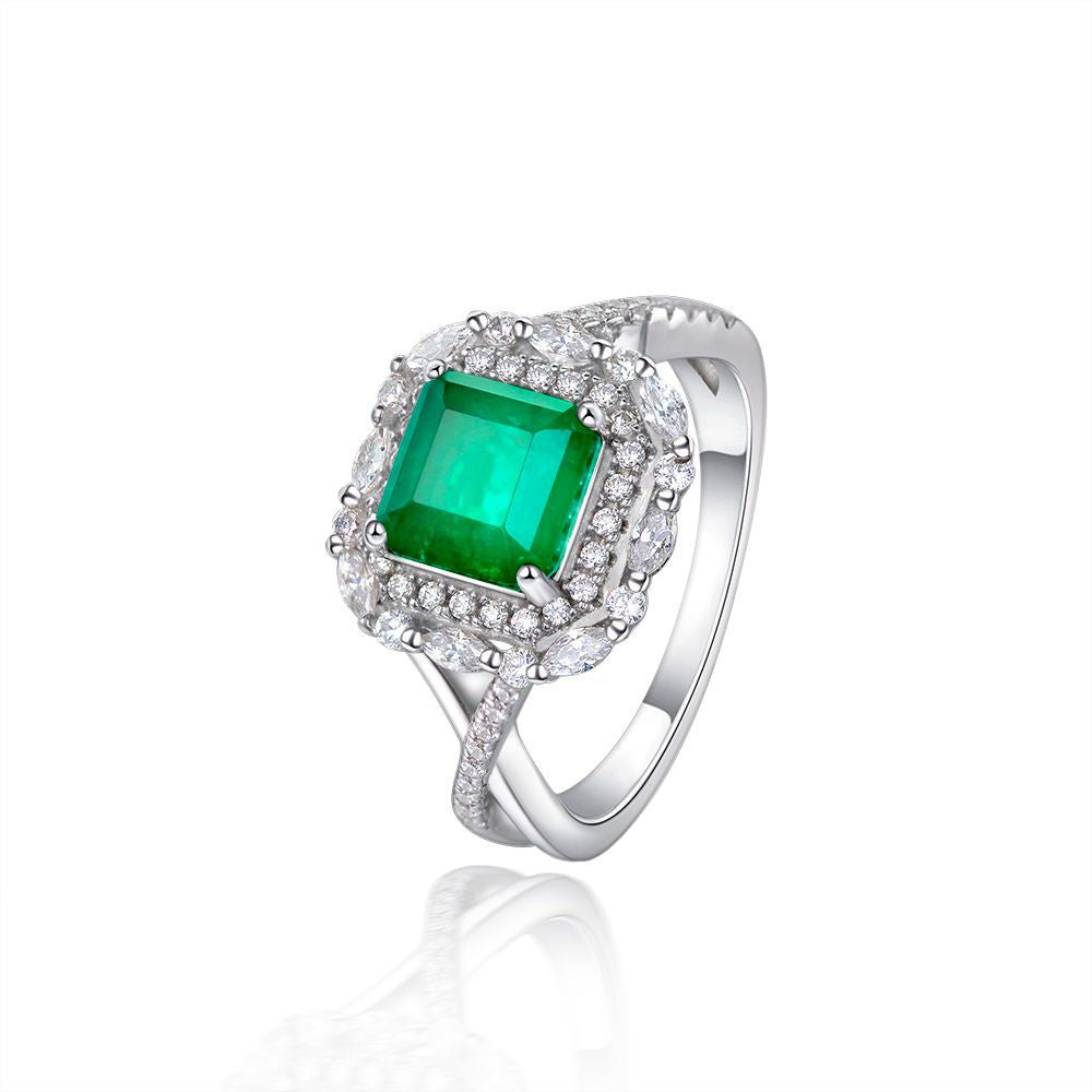 Emerald Inlaid Sterling Silver Enhancer Ring