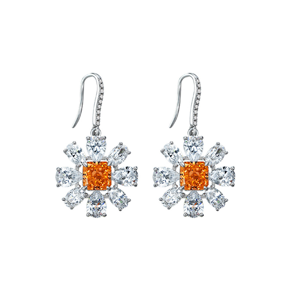 Flower Style Gemstone Sterling Silver Earring