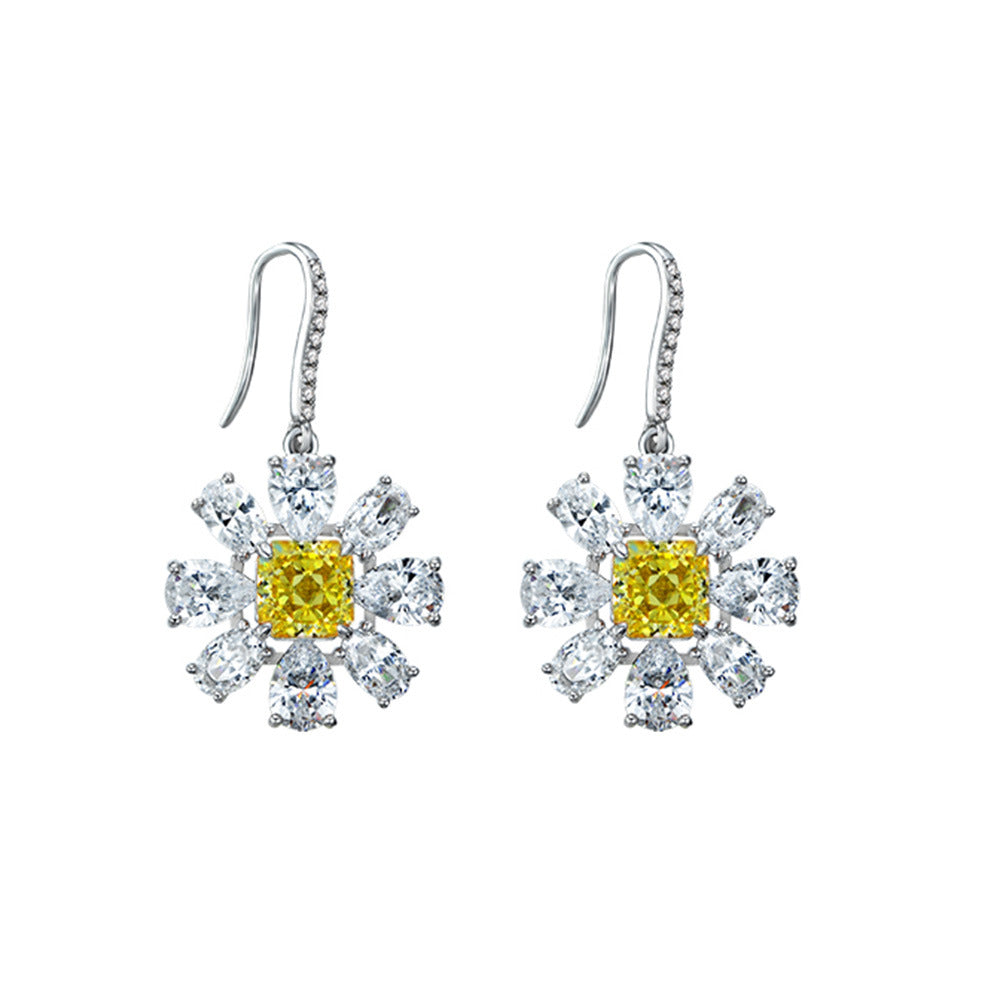 Flower Style Gemstone Sterling Silver Earring