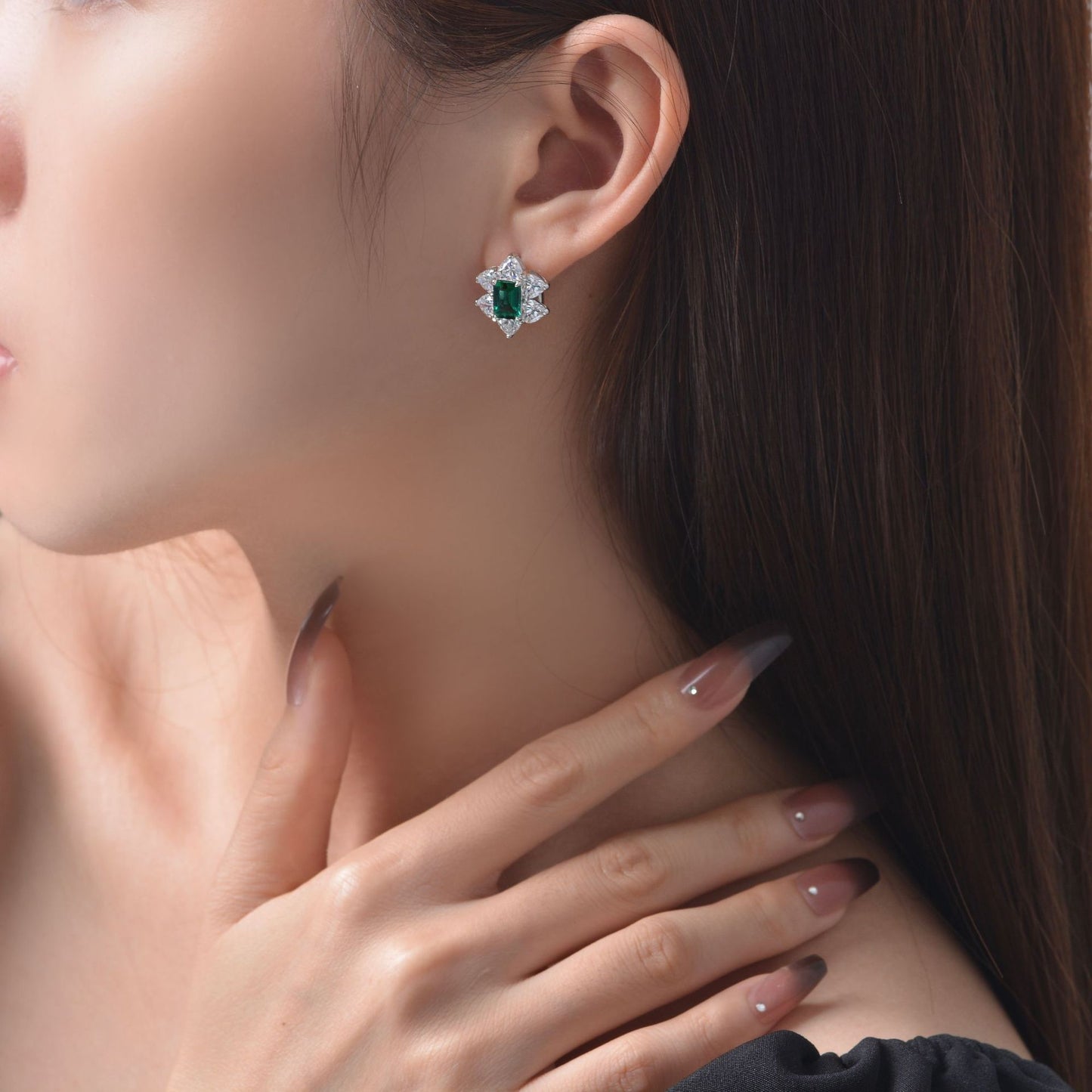 Frostwork Style Gemstone Sterling Silver Earring