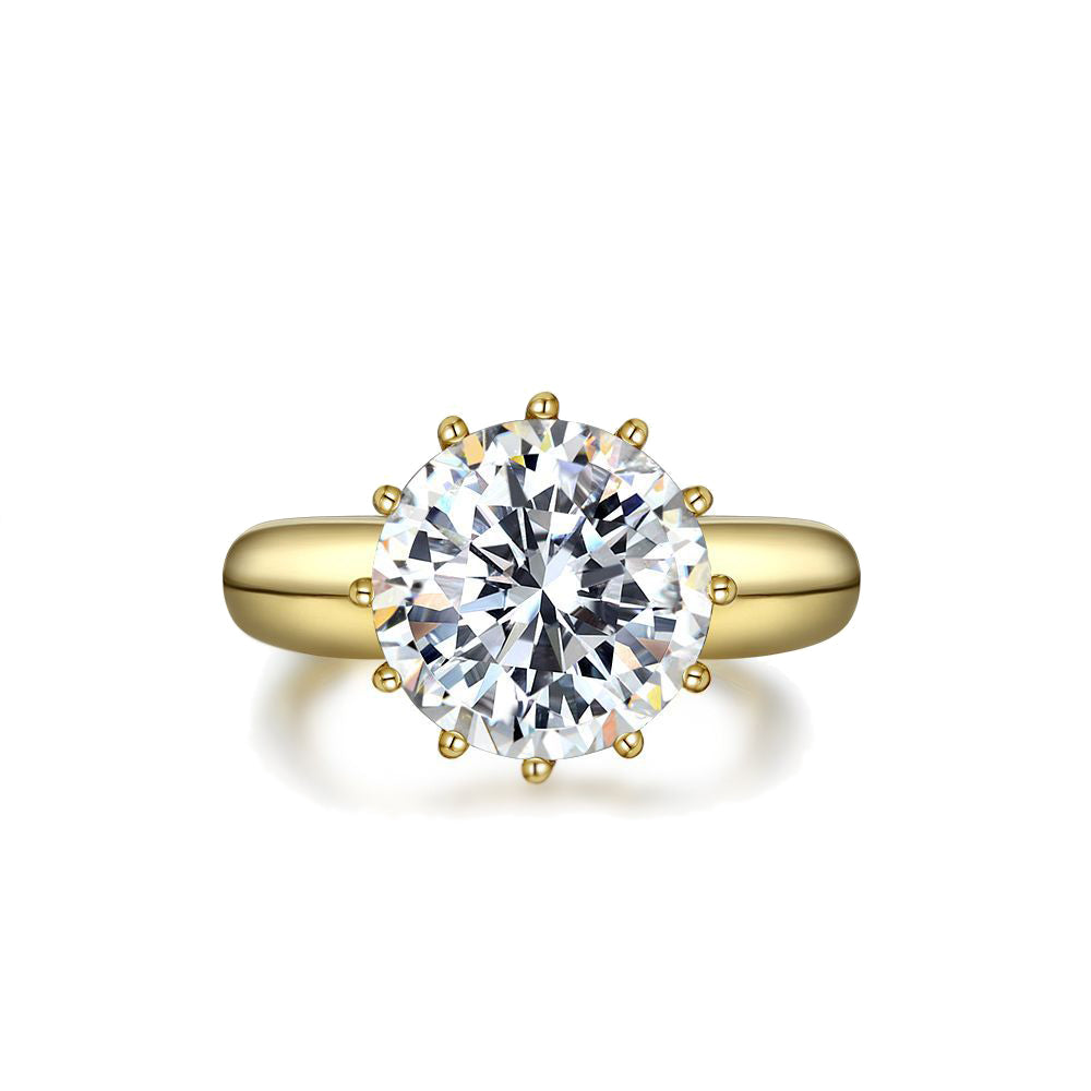 Gold Plated Sterling Silver Round Genstone Ring