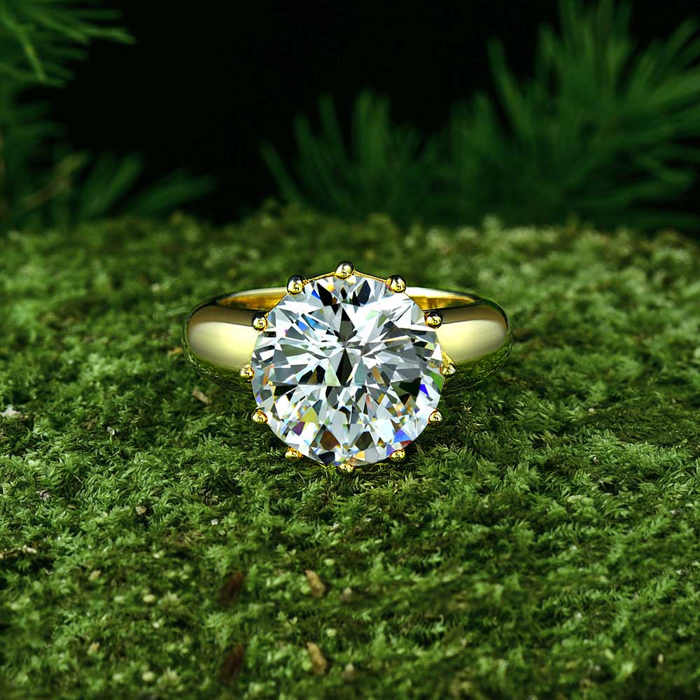 Gold Plated Sterling Silver Round Genstone Ring