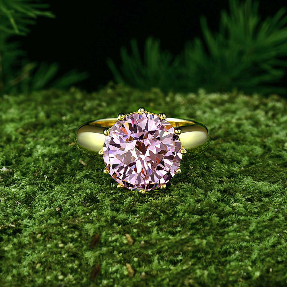 Gold Plated Sterling Silver Round Genstone Ring