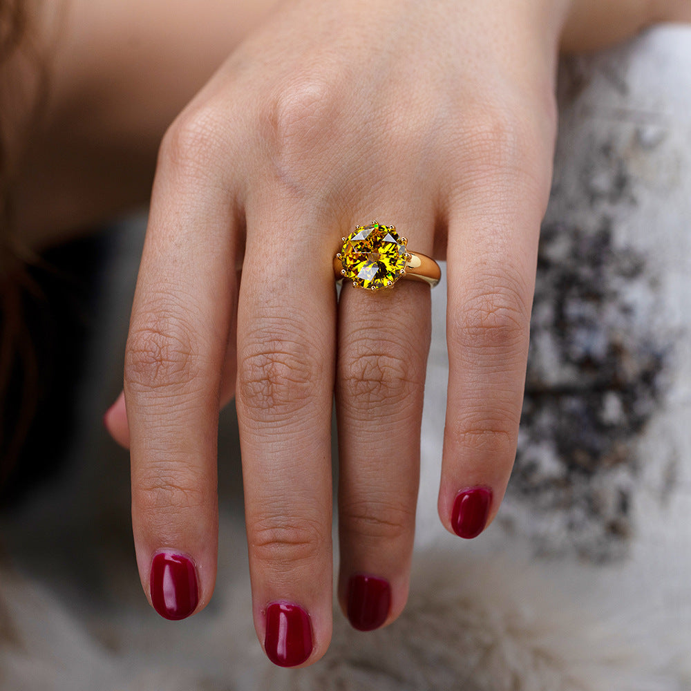 Gold Plated Sterling Silver Round Genstone Ring