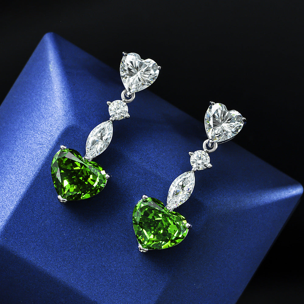 Heart Shaped Gemstone Silver Earring