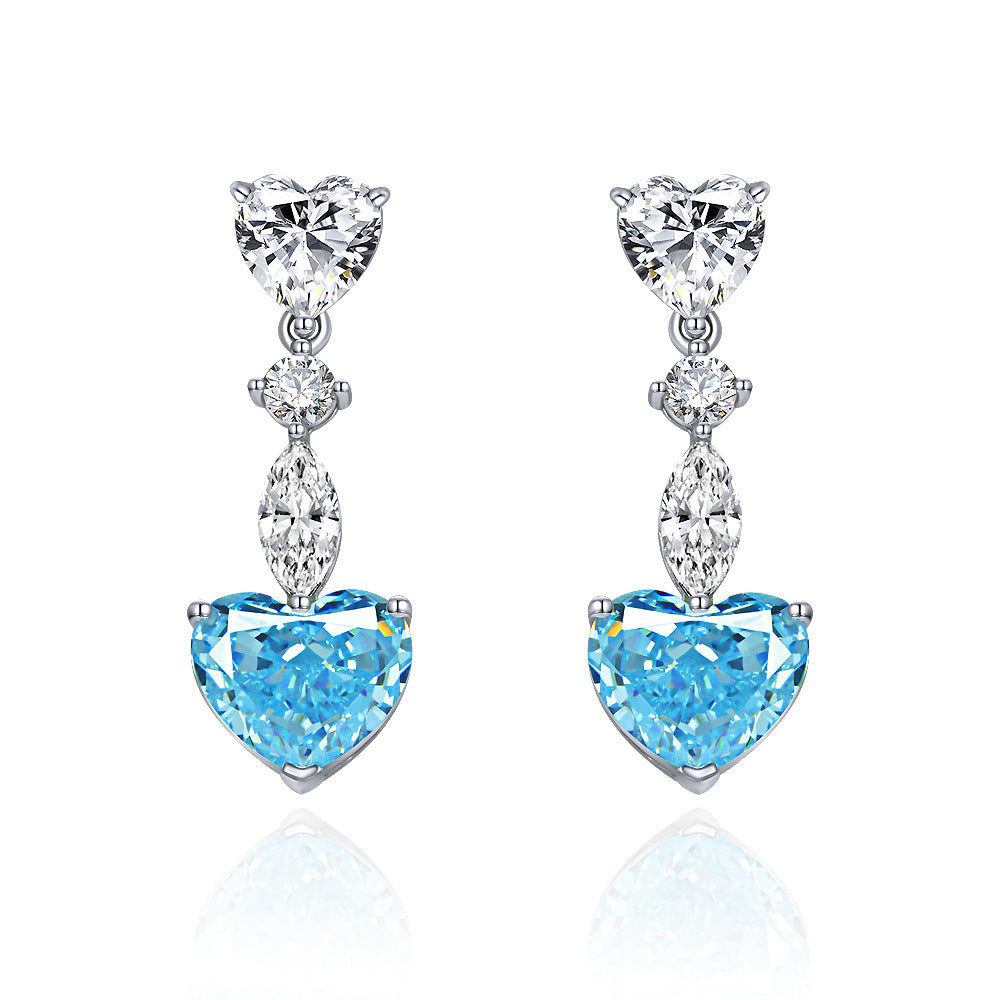 Heart Shaped Gemstone Silver Earring