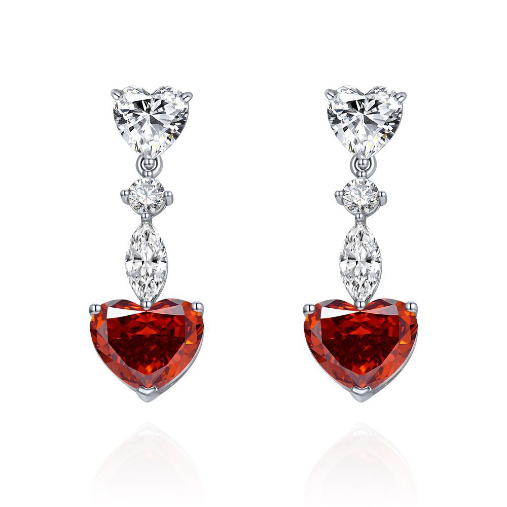 Heart Shaped Gemstone Silver Earring