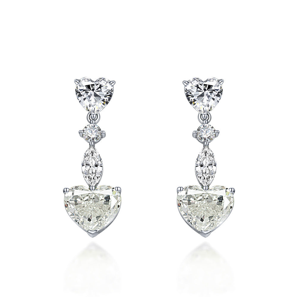 Heart Shaped Gemstone Silver Earring