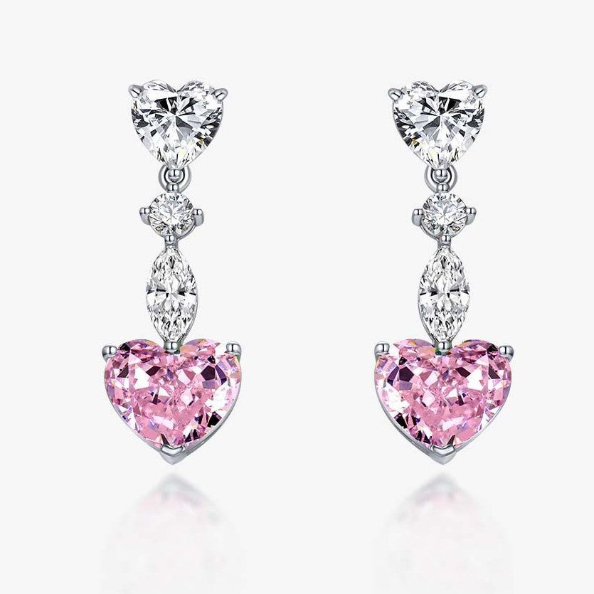 Heart Shaped Gemstone Silver Earring