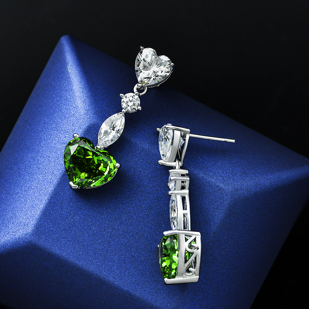 Heart Shaped Gemstone Silver Earring