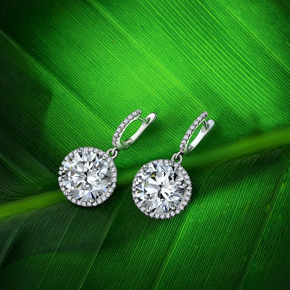 Korean Style Round Cut Gemstone Sterling Silver Earring