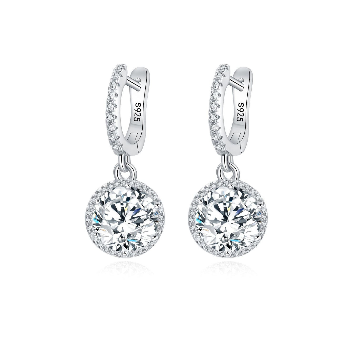 Korean Style Round Cut Gemstone Sterling Silver Earring
