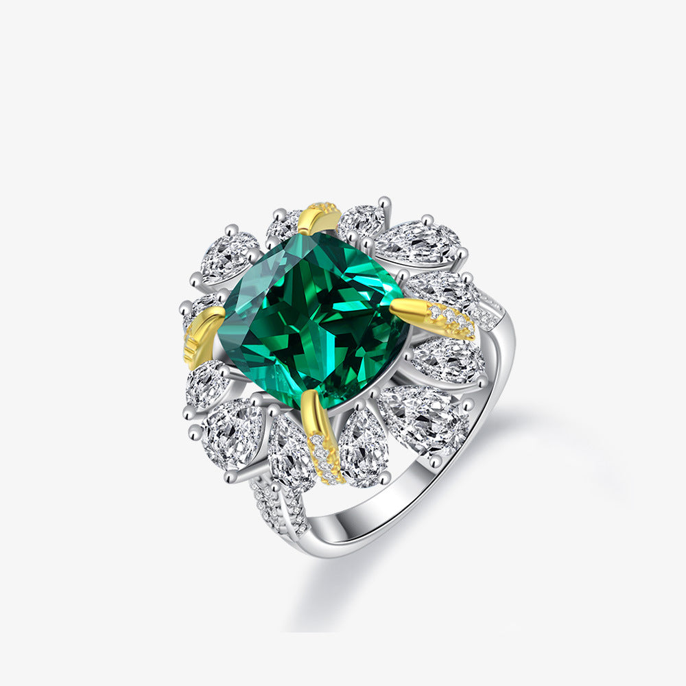 Luxury Emerald Sterling Silver Enhancer Ring