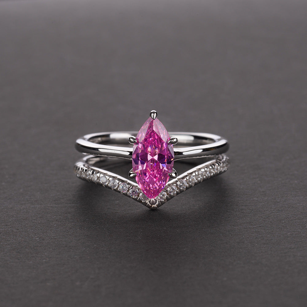 Marquise Super Shining Sterling Silver Ring Set