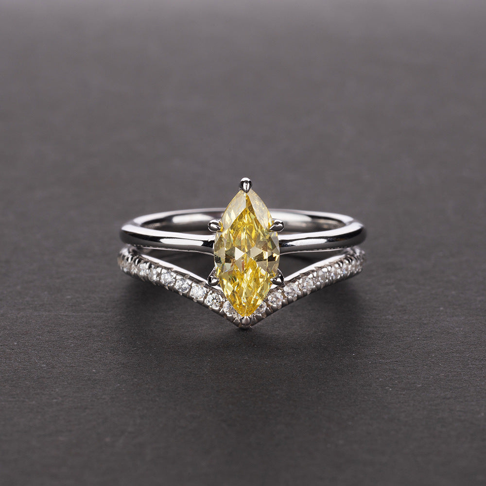 Marquise Super Shining Sterling Silver Ring Set