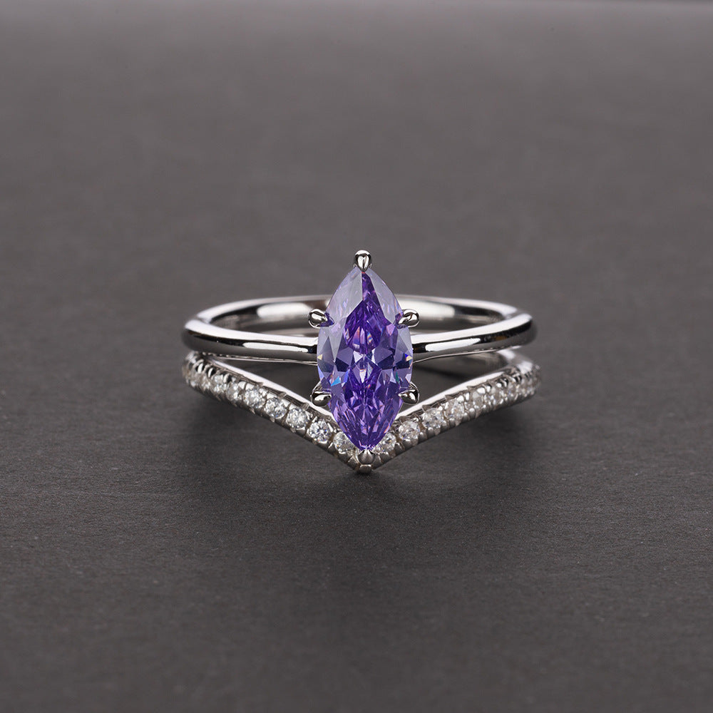 Marquise Super Shining Sterling Silver Ring Set