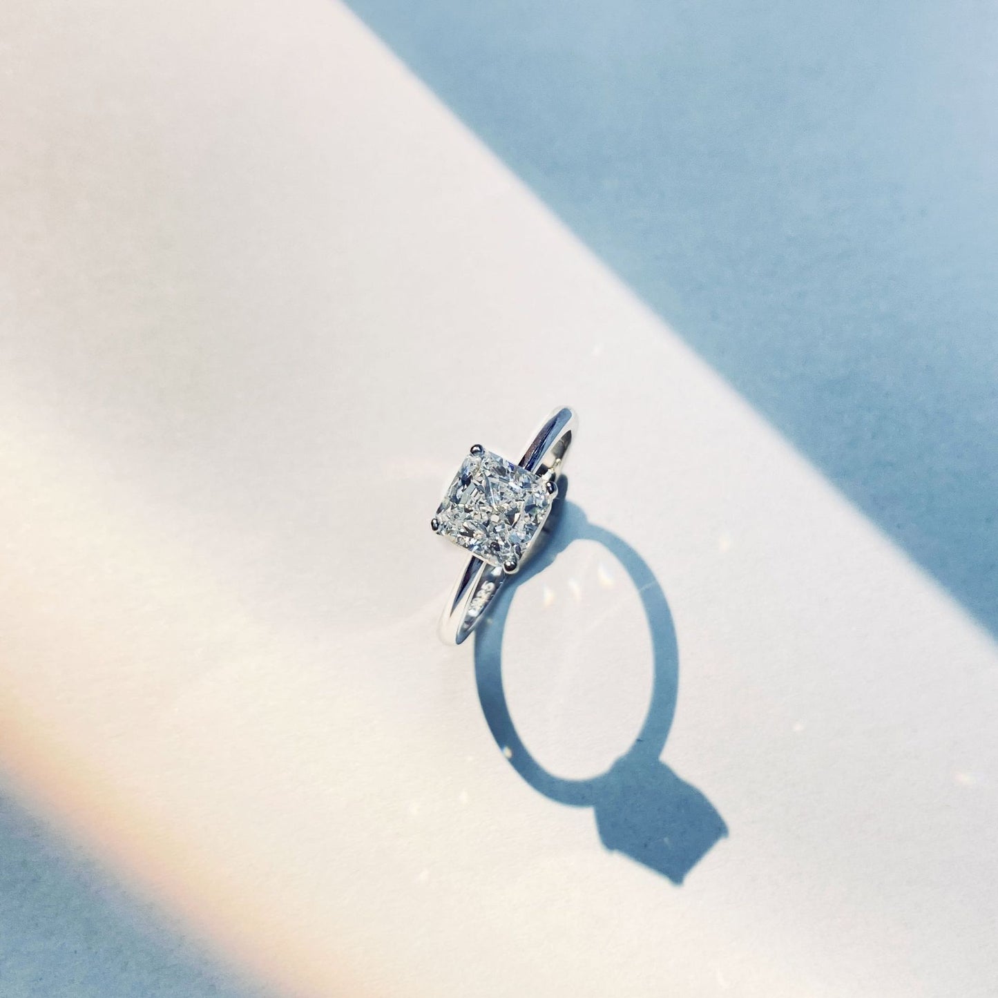 Minimalism Style Princess Cut Stone Silver Ring