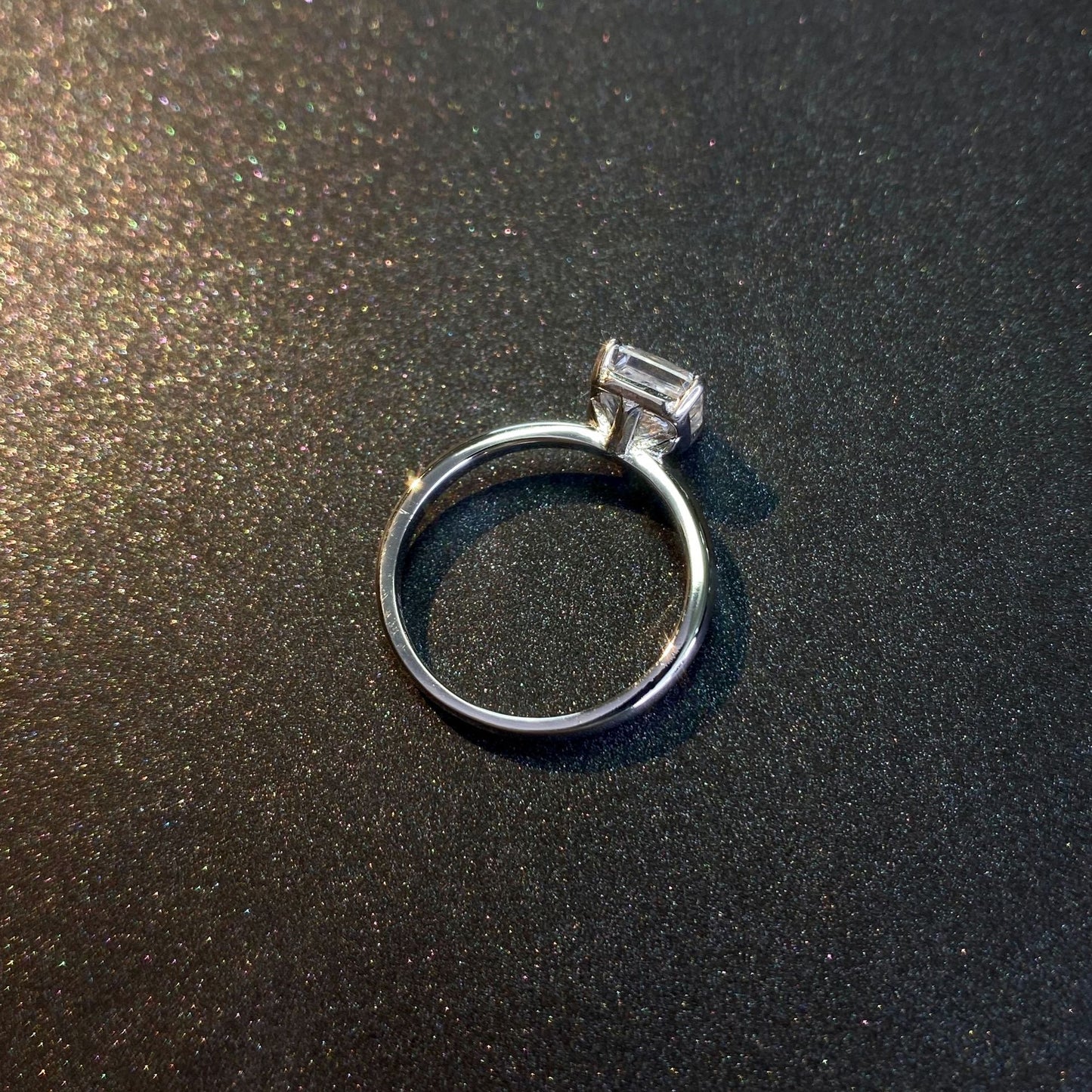 Minimalism Style Princess Cut Stone Silver Ring