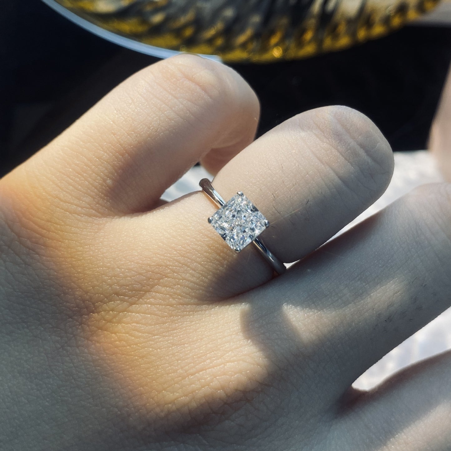 Minimalism Style Princess Cut Stone Silver Ring
