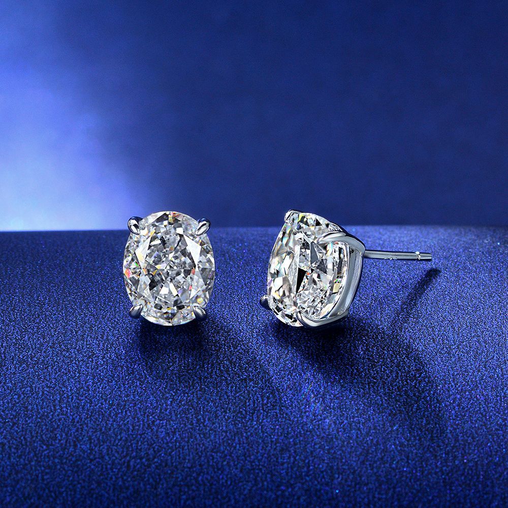 Oval Cut Gemstone Sterling Silver Ear Stud