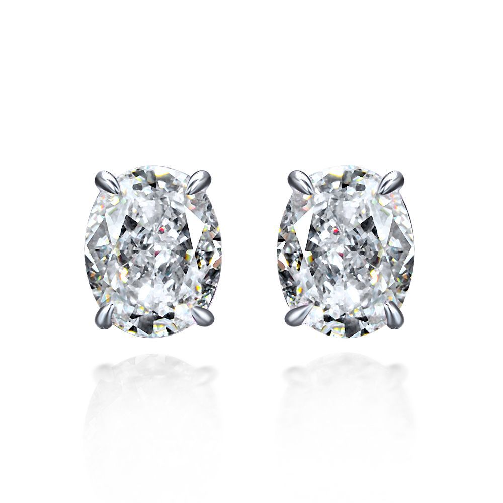 Oval Cut Gemstone Sterling Silver Ear Stud