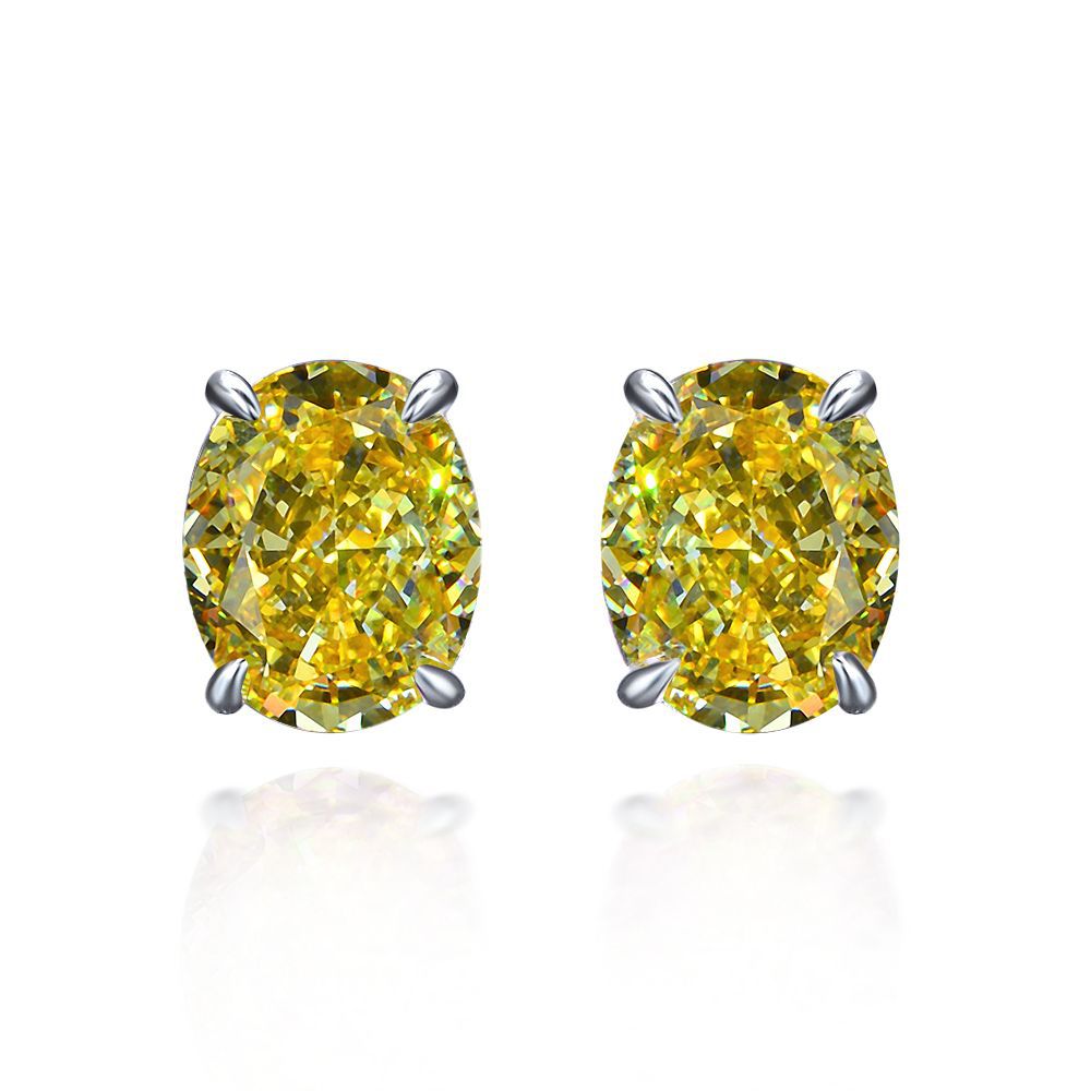Oval Cut Gemstone Sterling Silver Ear Stud